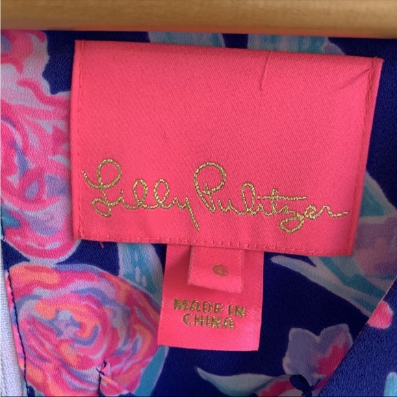 Lilly Pulitzer Floral multicolor Rosie Dress size 6 Long bishop sleeves Lined - Picture 9 of 14